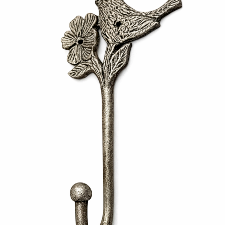 Handcrafted Metal Bird Flower Wall Hook Decorative Utility
